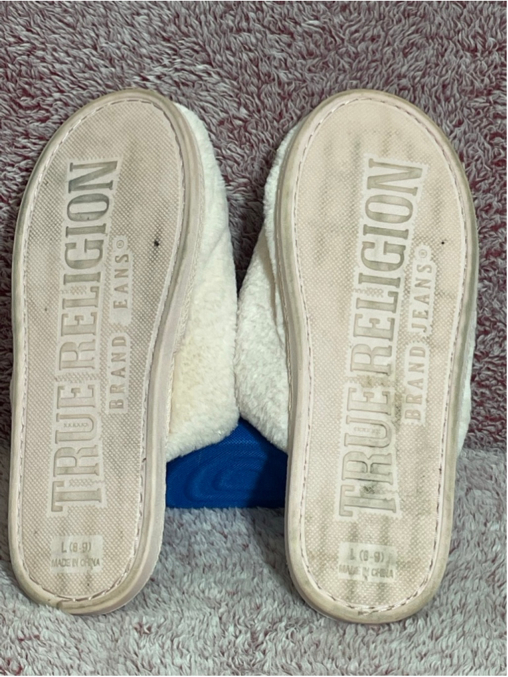 Women's True Religion Pink Faux Fur Slippers Size L (8-9) - Picture 6 of 6